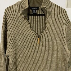 Calvin Klein Jeans stripped knit 1/4 zip Men XL pullover Sweater